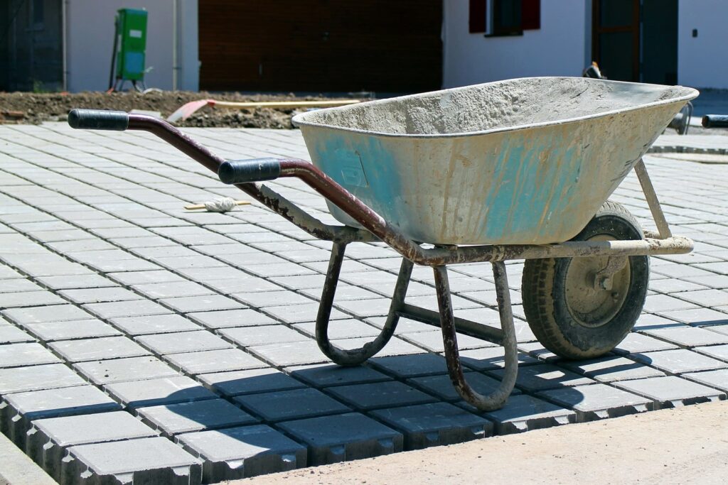 Paving being installed Paving being installed West Kent & East Sussex